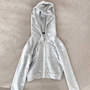 Grey Cropped Zip Up Hoodie